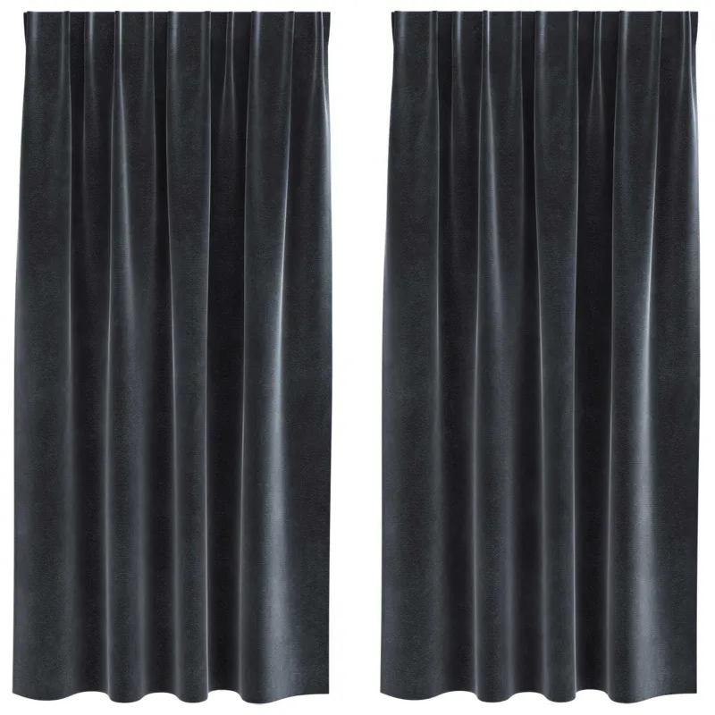 Užtemdymo užuolaidos 2 pcs Tamsiai pilka 140 x 175 cm Aksomas