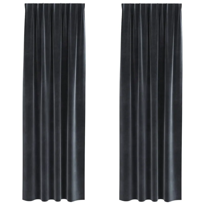 Užtemdymo užuolaidos 2 pcs Tamsiai pilka 140 x 225 cm Aksomas
