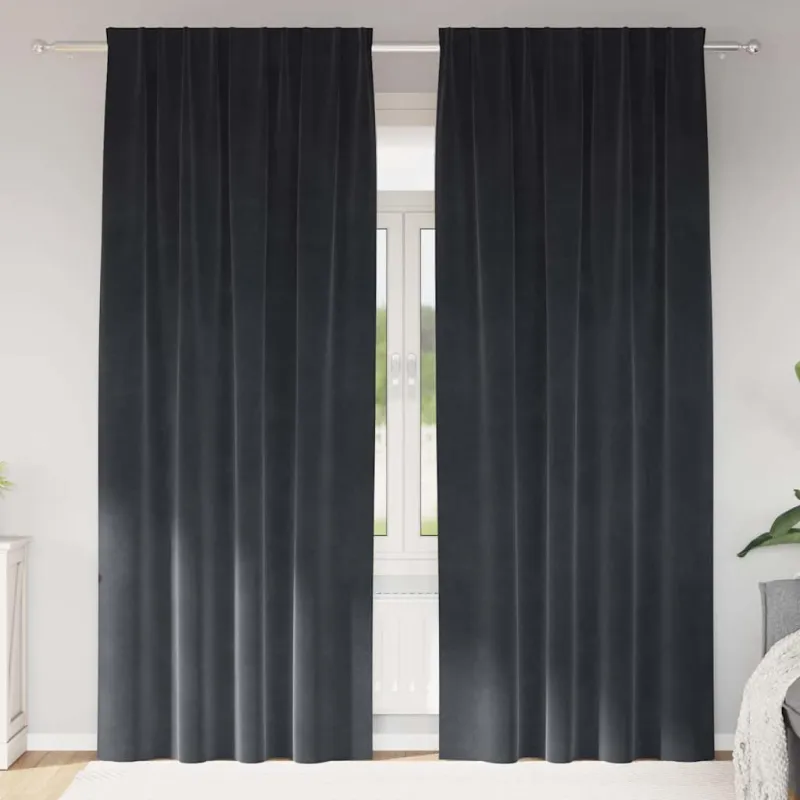 Užtemdymo užuolaidos 2 pcs Tamsiai pilka 140 x 245 cm Aksomas