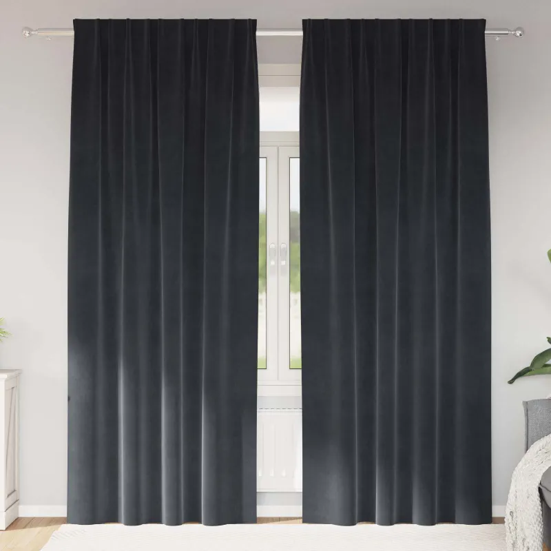 Užtemdymo užuolaidos 2 pcs Tamsiai pilka 140 x 260 cm Aksomas