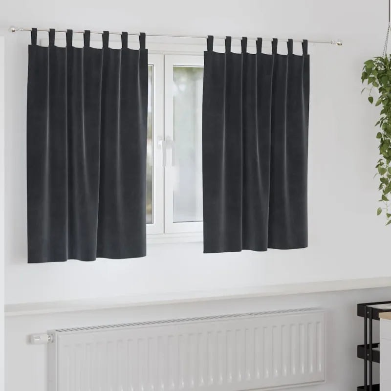 Užtemdymo užuolaidos 2 pcs Tamsiai pilka 140 x 140 cm Aksomas