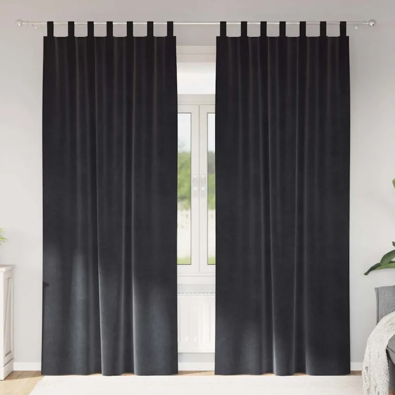Užtemdymo užuolaidos 2 pcs Tamsiai pilka 140 x 260 cm Aksomas