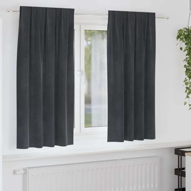 Užtemdymo užuolaidos 2 pcs Šviesiai pilka 140 x 175 cm Aksomas