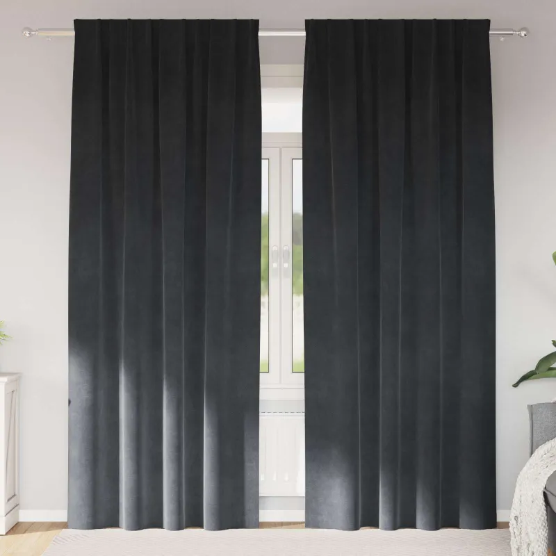 Užtemdymo užuolaidos 2 pcs Šviesiai pilka 140 x 245 cm Aksomas