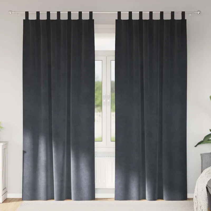 Užtemdymo užuolaidos 2 pcs Šviesiai pilka 140 x 225 cm Aksomas