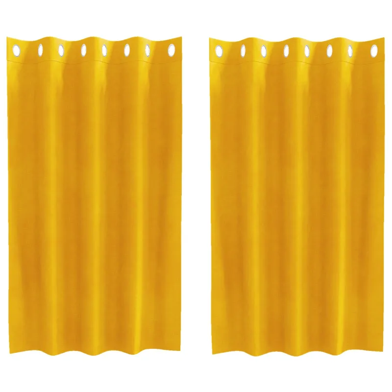 Užtemdymo užuolaidos 2 pcs Garučių geltona 140 x 140 cm Aksomas