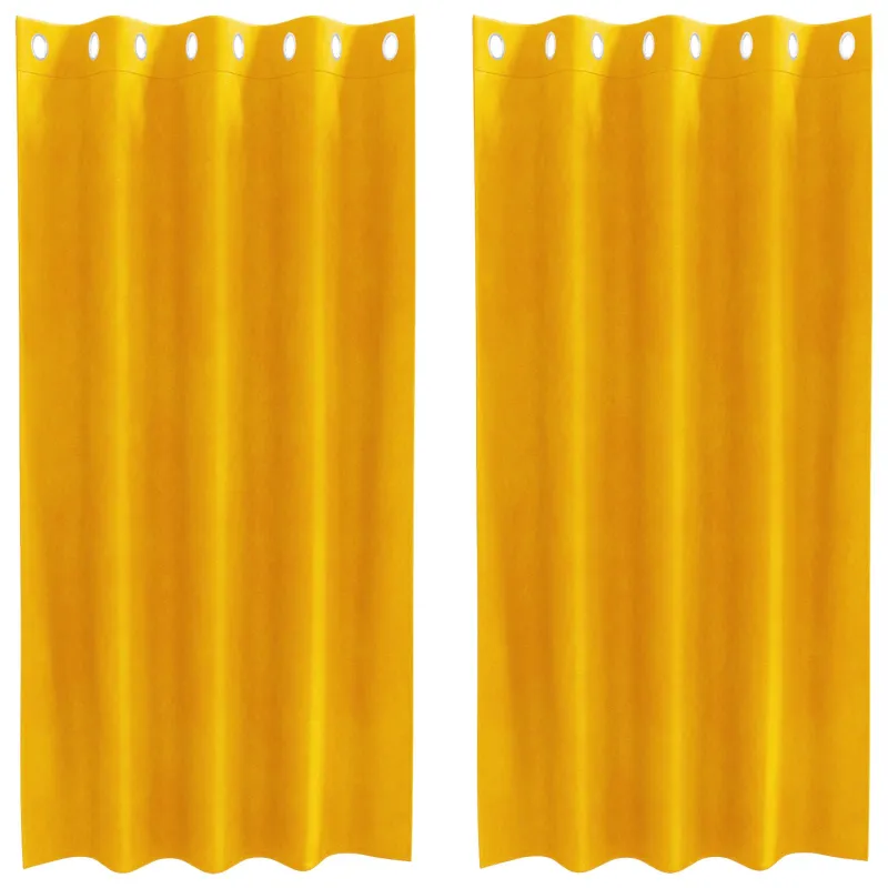 Užtemdymo užuolaidos 2 pcs Garučių geltona 140 x 175 cm Aksomas