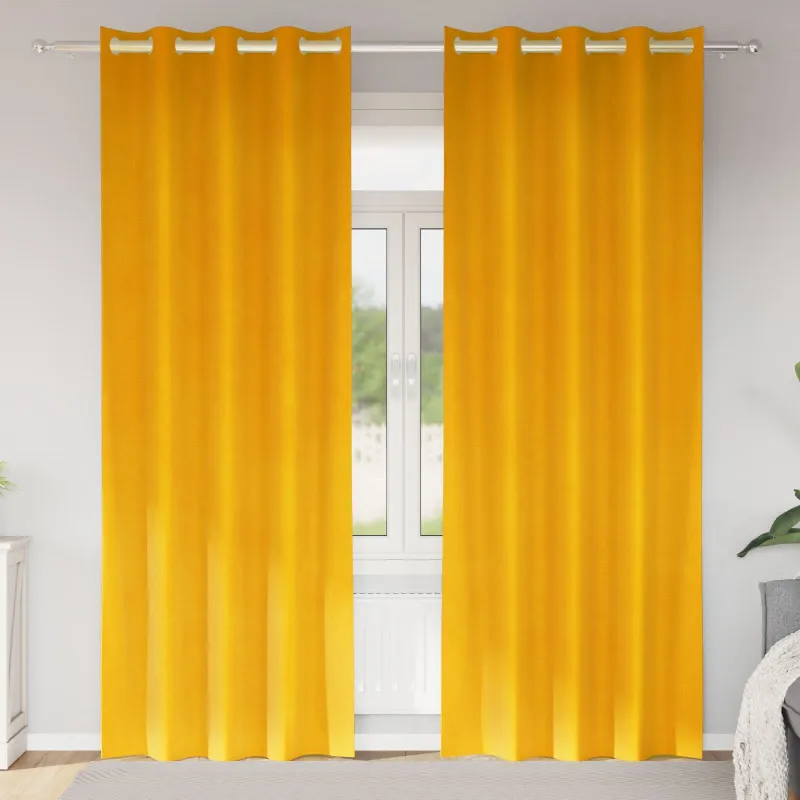 Užtemdymo užuolaidos 2 pcs Garučių geltona 140 x 245 cm Aksomas