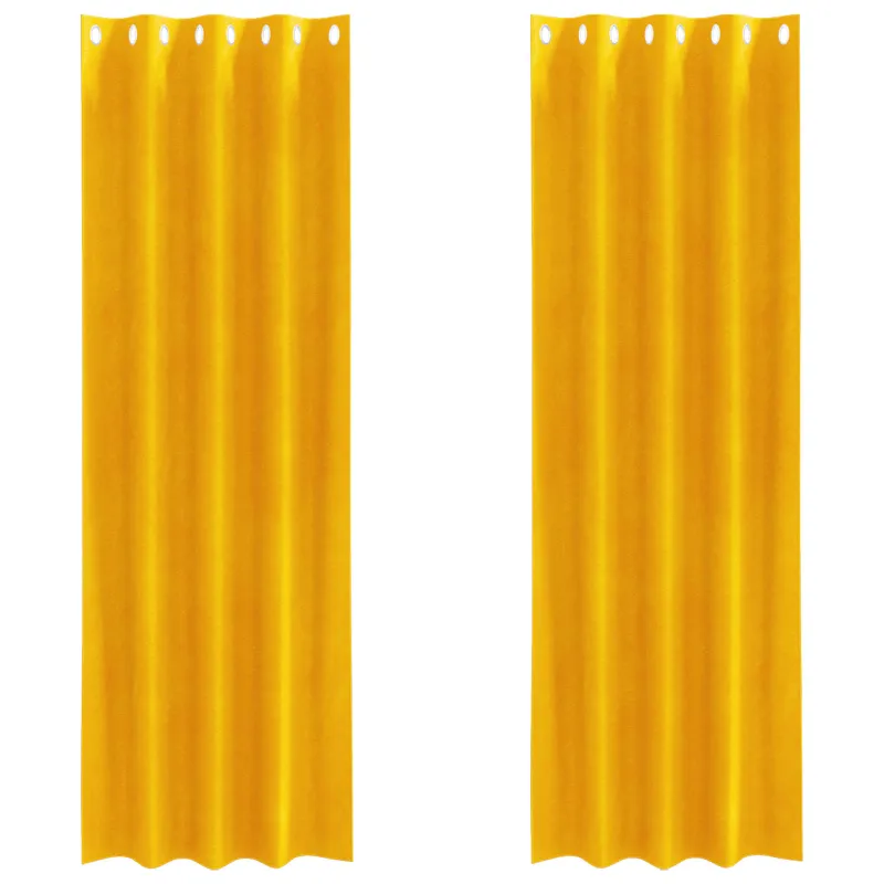 Užtemdymo užuolaidos 2 pcs Garučių geltona 140 x 245 cm Aksomas