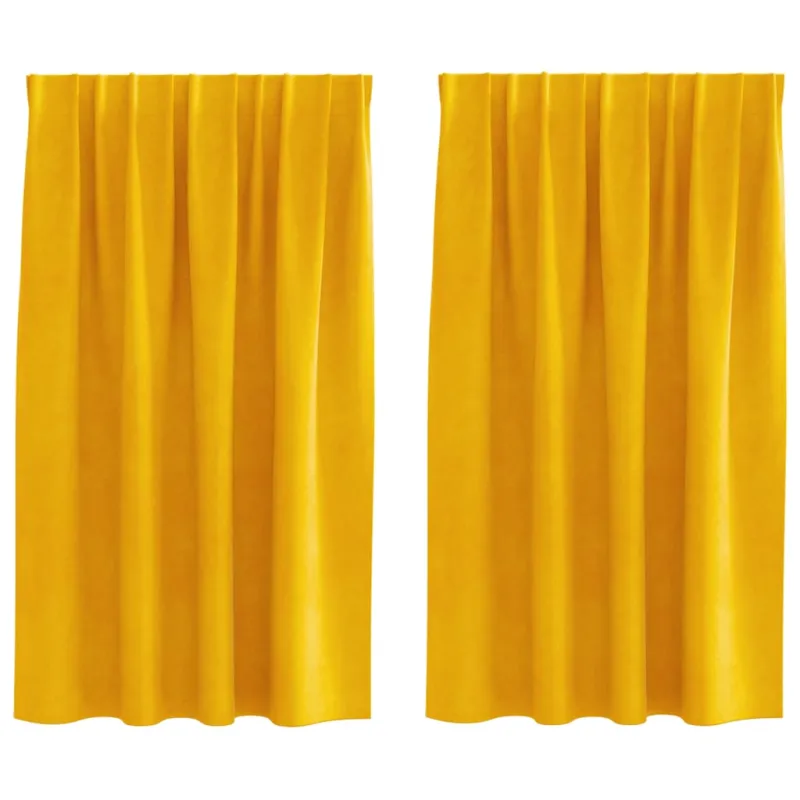 Užtemdymo užuolaidos 2 pcs Garučių geltona 140 x 140 cm Aksomas