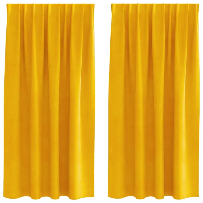 Užtemdymo užuolaidos 2 pcs Garučių geltona 140 x 175 cm Aksomas