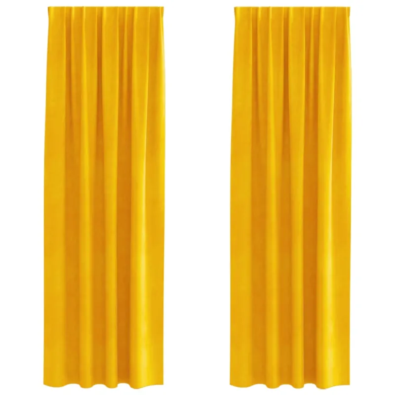 Užtemdymo užuolaidos 2 pcs Garučių geltona 140 x 245 cm Aksomas
