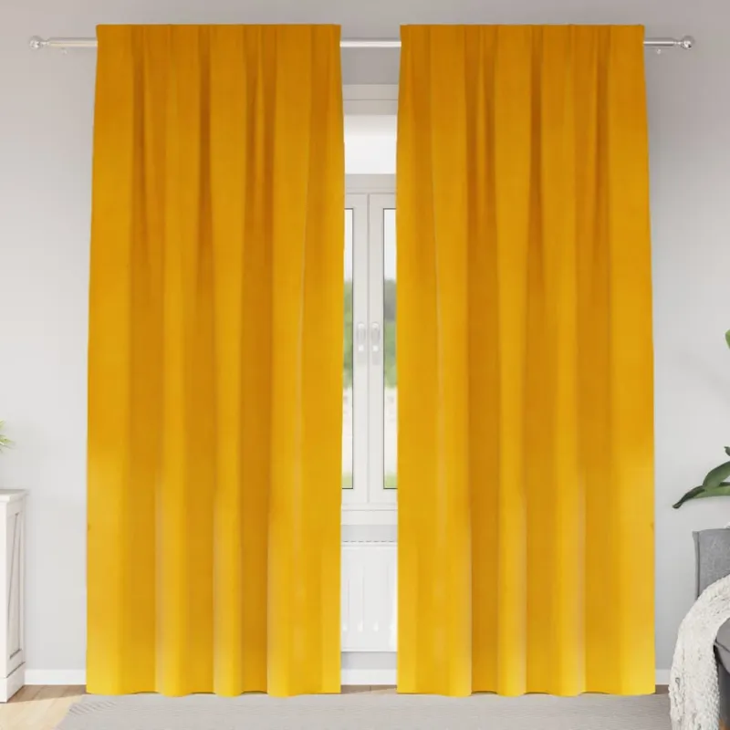 Užtemdymo užuolaidos 2 pcs Garučių geltona 140 x 260 cm Aksomas
