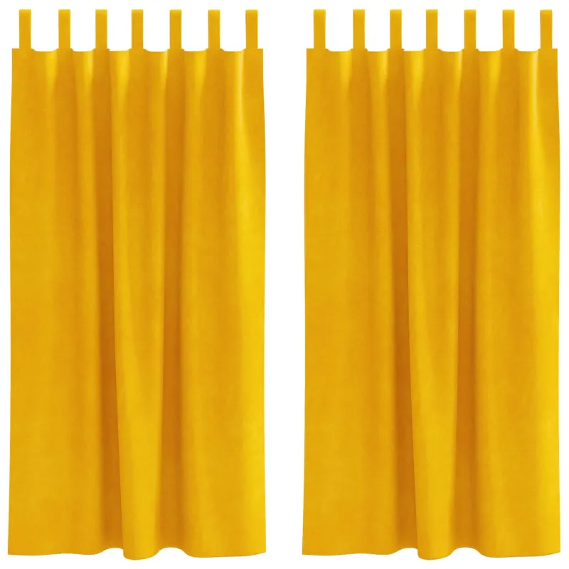 Užtemdymo užuolaidos 2 pcs Garučių geltona 140 x 175 cm Aksomas