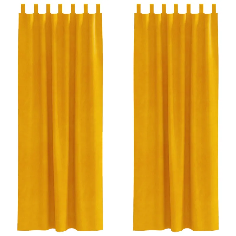 Užtemdymo užuolaidos 2 pcs Garučių geltona 140 x 225 cm Aksomas