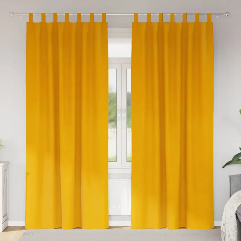 Užtemdymo užuolaidos 2 pcs Garučių geltona 140 x 260 cm Aksomas