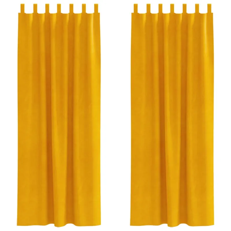 Užtemdymo užuolaidos 2 pcs Garučių geltona 140 x 260 cm Aksomas