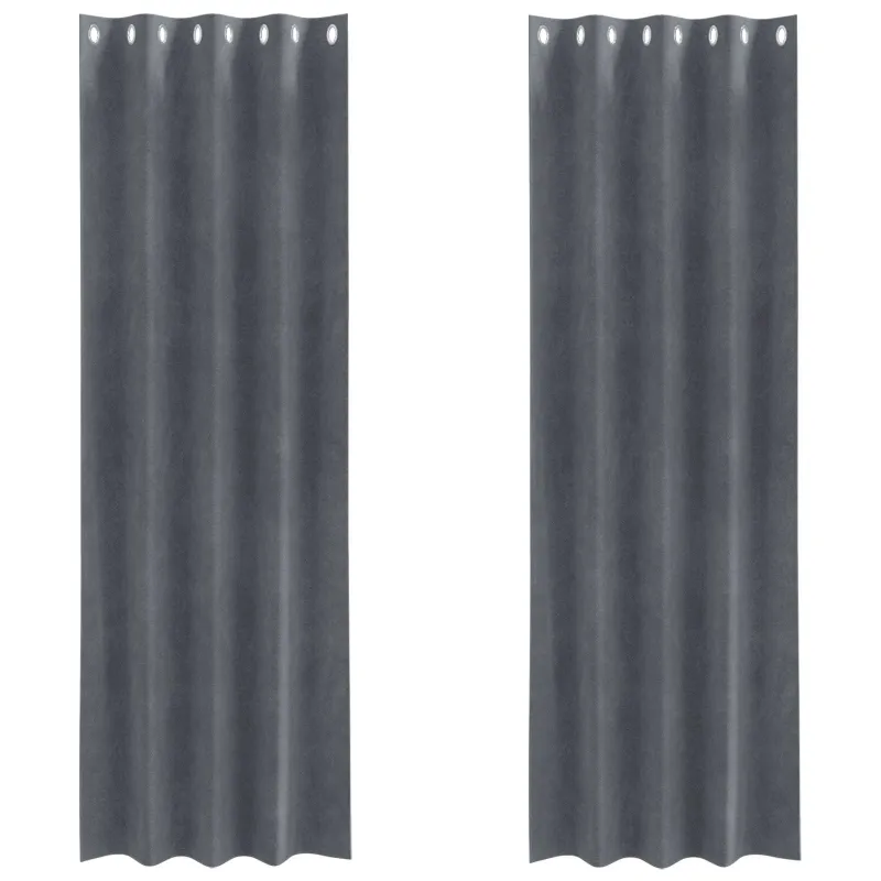 Užtemdymo užuolaidos 2 pcs Šviesiai pilka 140 x 225 cm Aksomas