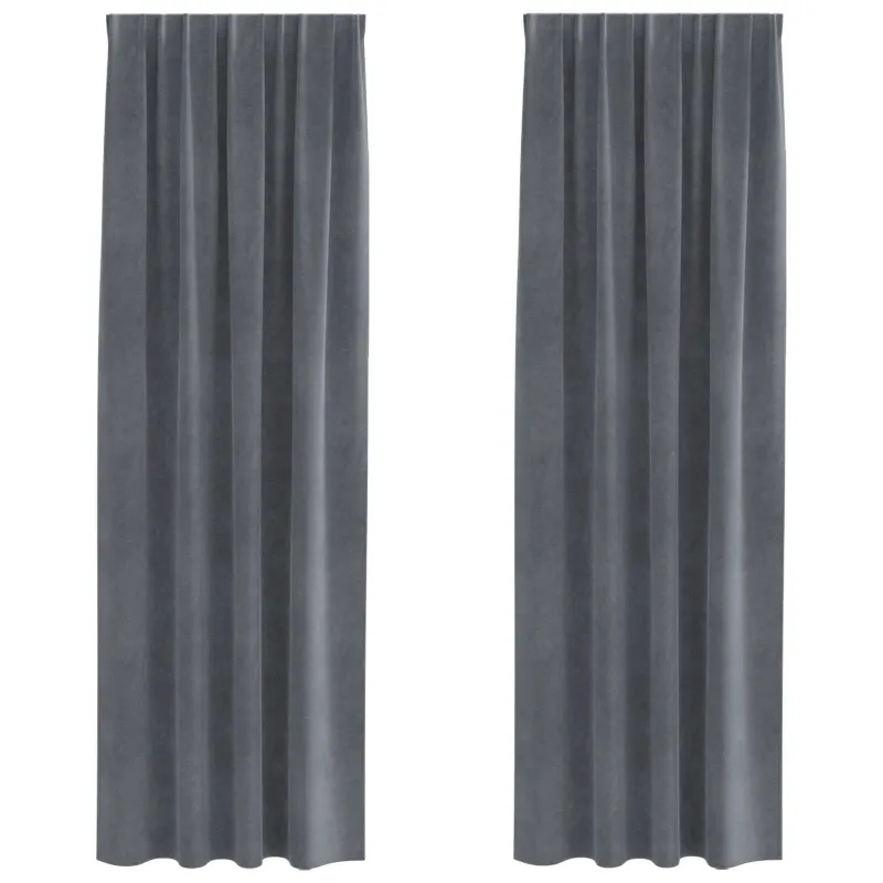 Užtemdymo užuolaidos 2 pcs Šviesiai pilka 140 x 245 cm Aksomas
