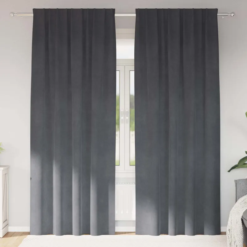 Užtemdymo užuolaidos 2 pcs Šviesiai pilka 140 x 260 cm Aksomas