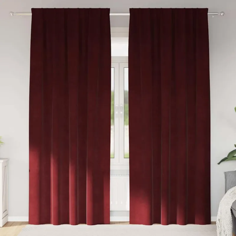 Užtemdymo užuolaidos 2 pcs Vyno raudona 140 x 225 cm Aksomas