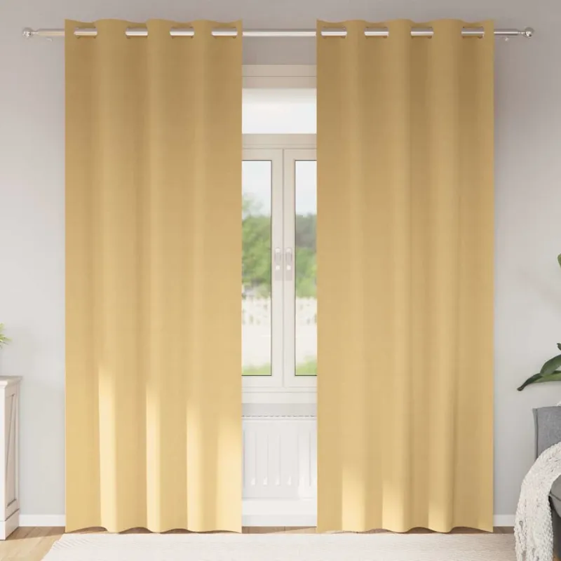 Užuolaidos su žiedais, blokuojančios šviesą 2 pcs Smėlio