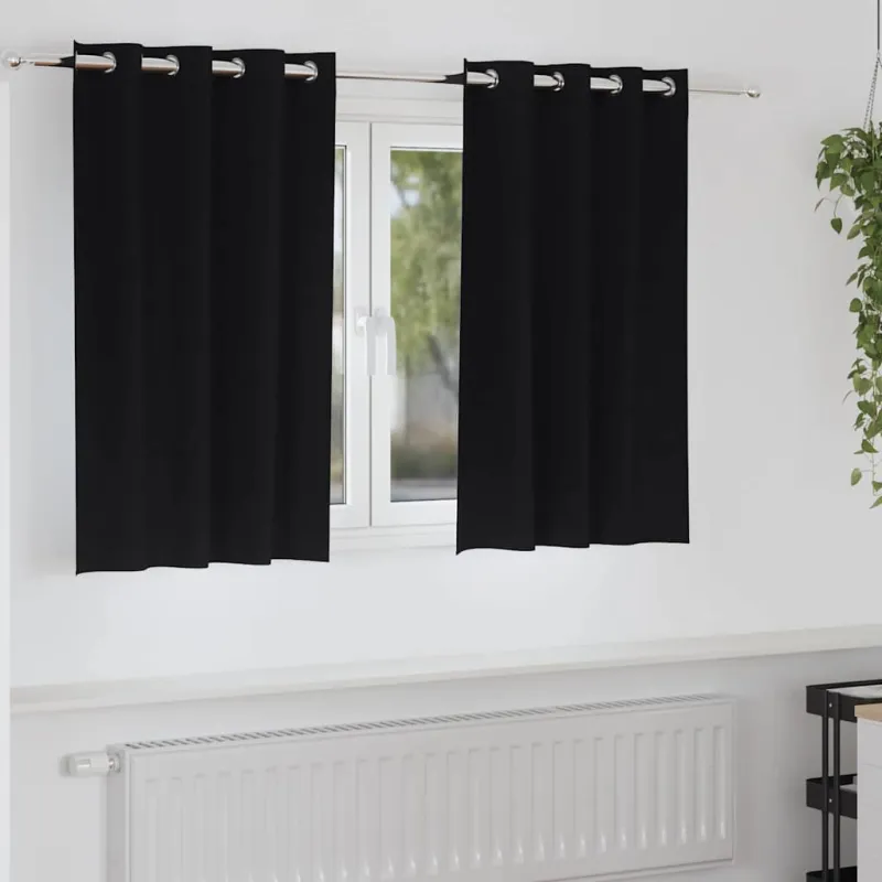 Užuolaidos su žiedais, blokuojančios šviesą 2 pcs Juoda