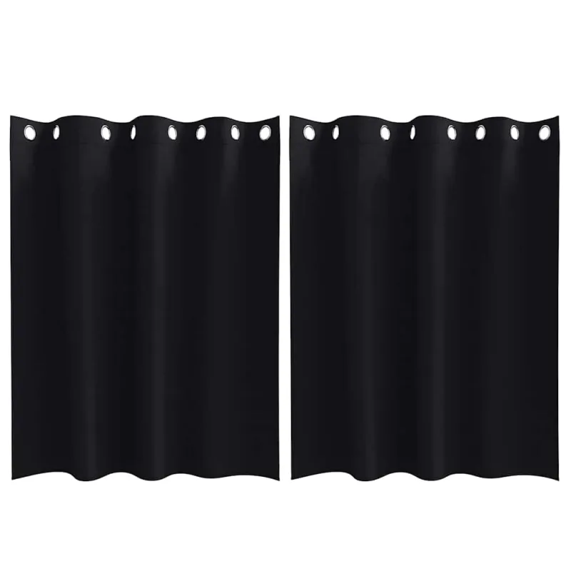 Užuolaidos su žiedais, blokuojančios šviesą 2 pcs Juoda
