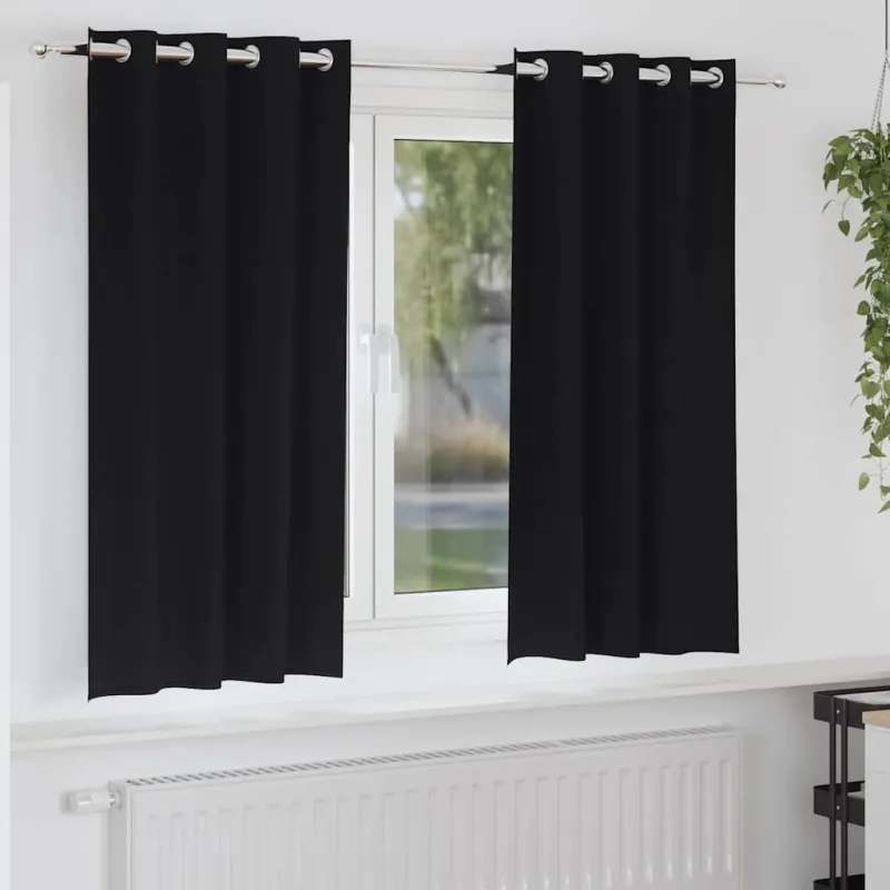 Užuolaidos su žiedais, blokuojančios šviesą 2 pcs Juoda