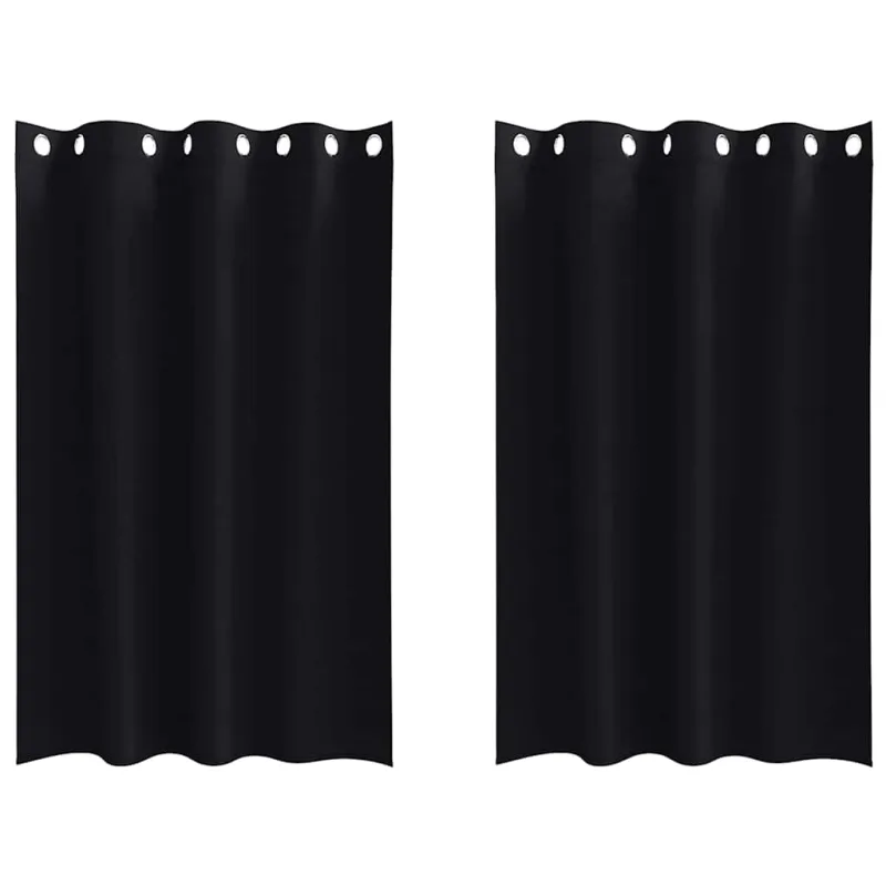 Užuolaidos su žiedais, blokuojančios šviesą 2 pcs Juoda