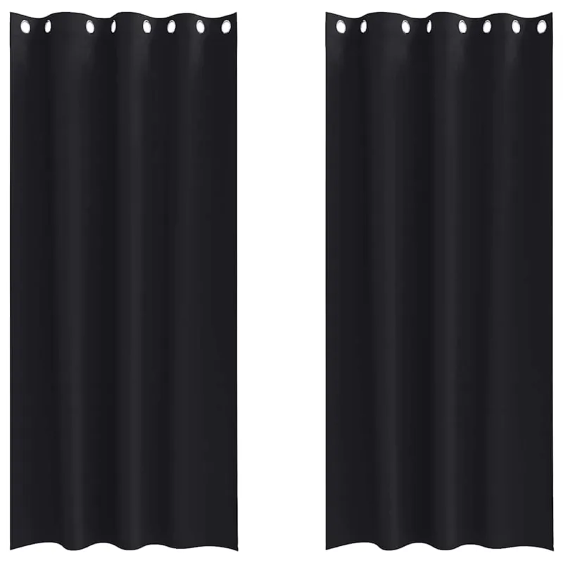 Užuolaidos su žiedais, blokuojančios šviesą 2 pcs Juoda