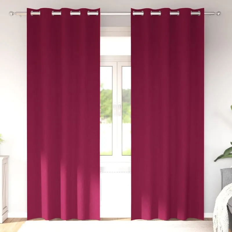 Užuolaidos su žiedais, blokuojančios šviesą 2 pcs Vyno raudona