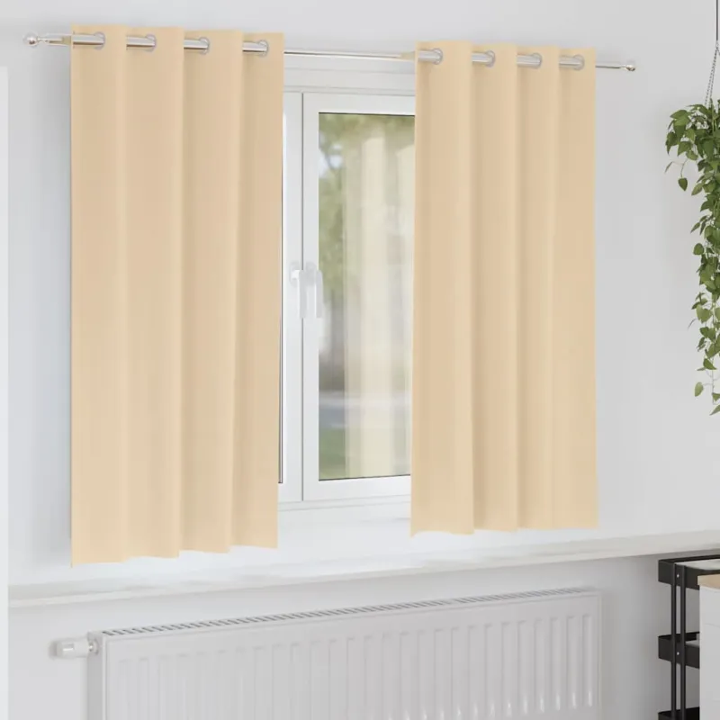 Užuolaidos su žiedais, blokuojančios šviesą 2 pcs Kreminė