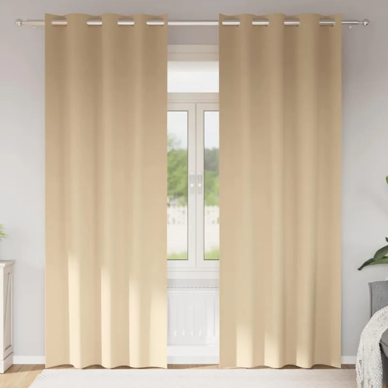 Užuolaidos su žiedais, blokuojančios šviesą 2 pcs Kreminė