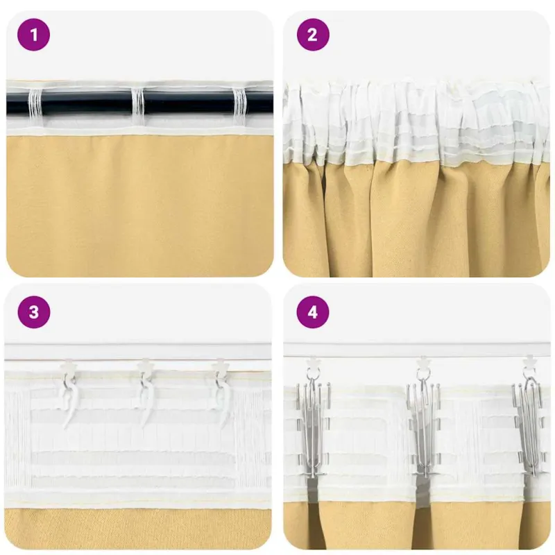 Užuolaidos su žiedais, blokuojančios šviesą 2 pcs Smėlio
