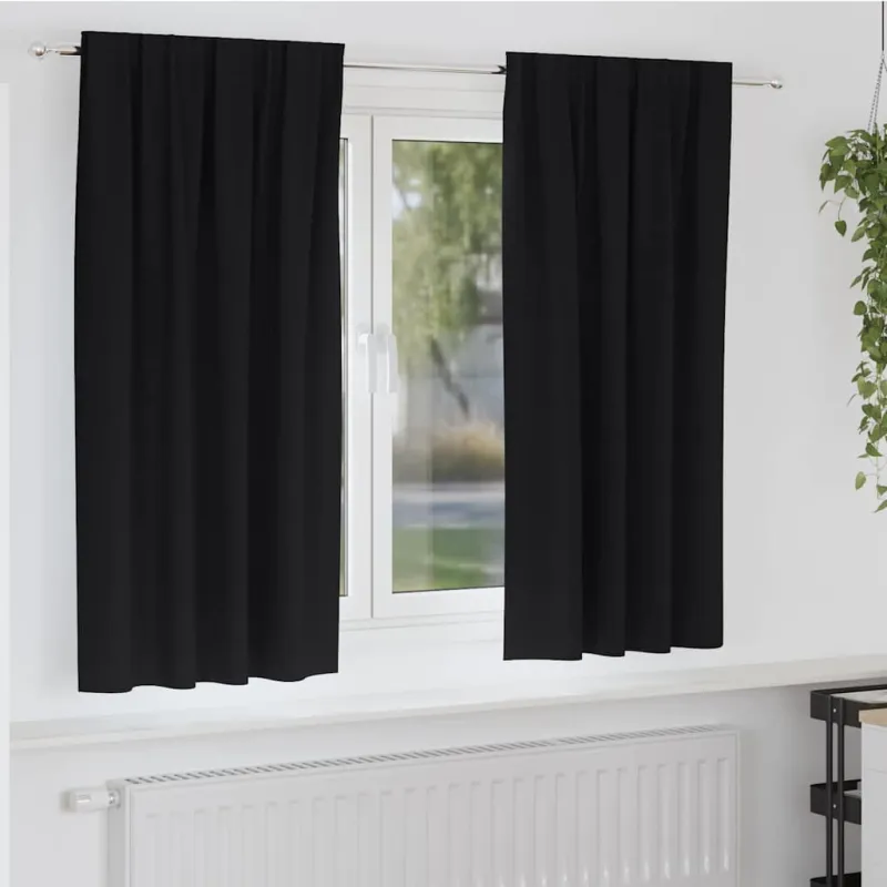 Užuolaidos su žiedais, blokuojančios šviesą 2 pcs Juoda