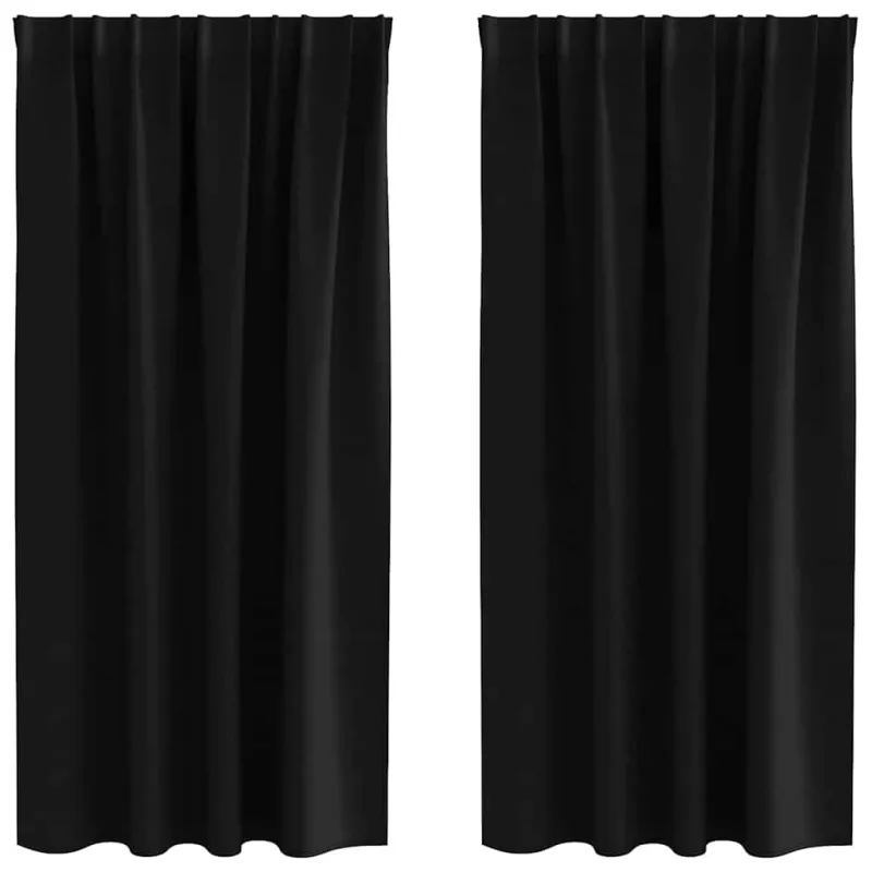 Užuolaidos su žiedais, blokuojančios šviesą 2 pcs Juoda