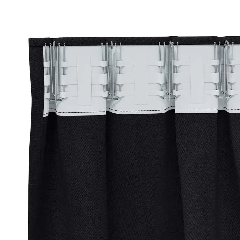 Užuolaidos su žiedais, blokuojančios šviesą 2 pcs Juoda