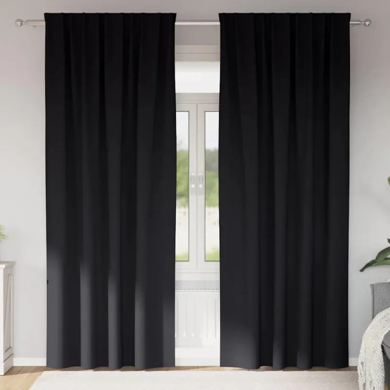 Užuolaidos su žiedais, blokuojančios šviesą 2 pcs Juoda