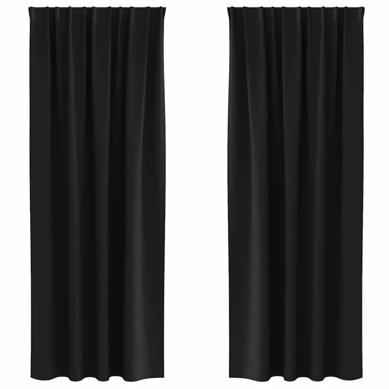 Užuolaidos su žiedais, blokuojančios šviesą 2 pcs Juoda