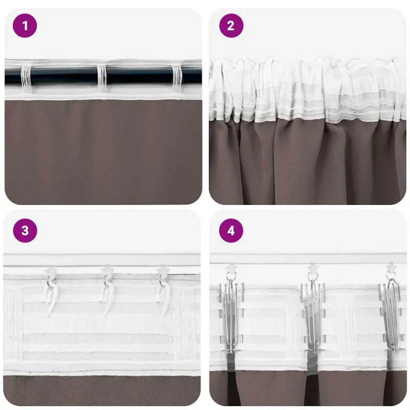 Užuolaidos su žiedais, blokuojančios šviesą 2 pcs Tamsiai rudas