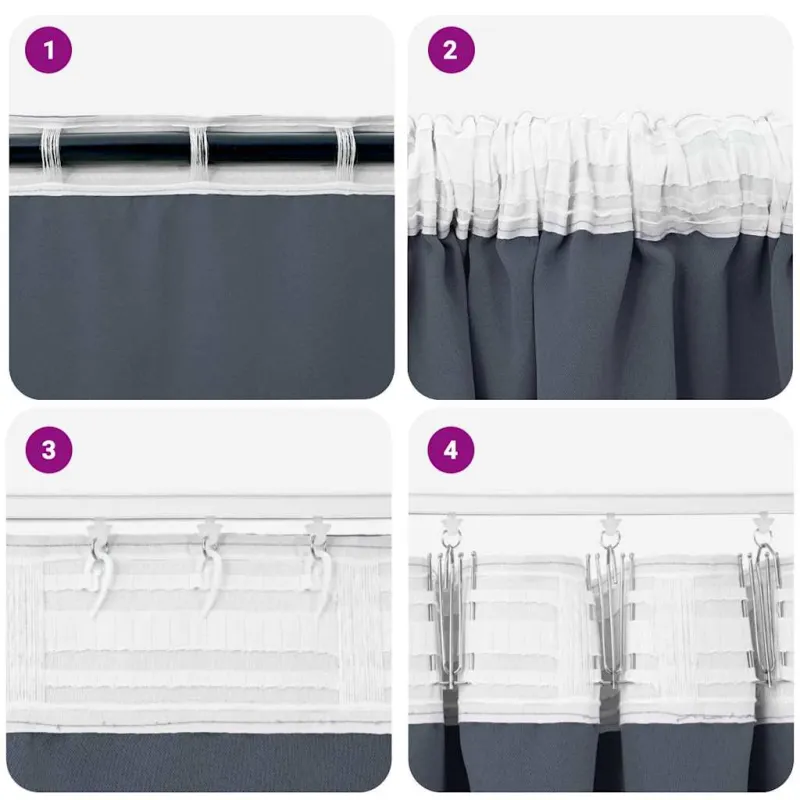 Užuolaidos su žiedais, blokuojančios šviesą 2 pcs Antracitas