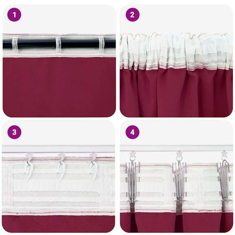 Užuolaidos su žiedais, blokuojančios šviesą 2 pcs Vyno raudona