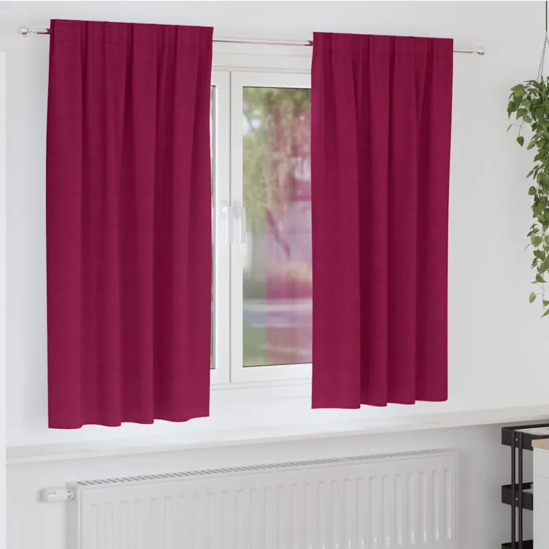 Užuolaidos su žiedais, blokuojančios šviesą 2 pcs Vyno raudona