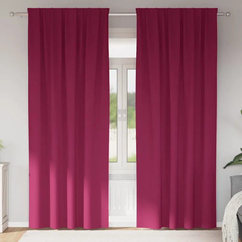 Užuolaidos su žiedais, blokuojančios šviesą 2 pcs Vyno raudona