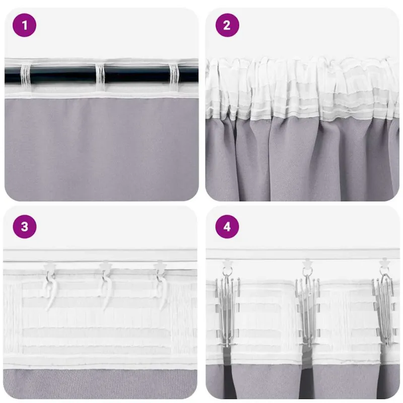 Užuolaidos su žiedais, blokuojančios šviesą 2 pcs Metalo pilka