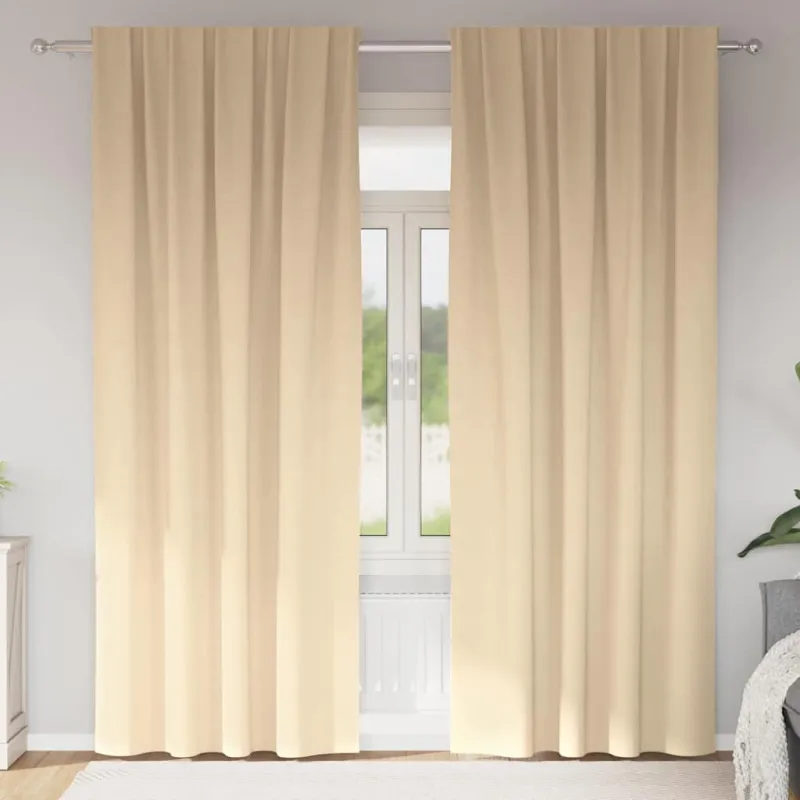 Užuolaidos su žiedais, blokuojančios šviesą 2 pcs Kreminė