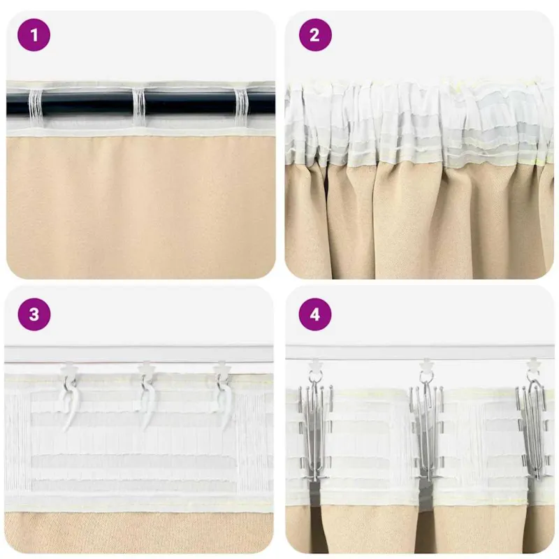 Užuolaidos su žiedais, blokuojančios šviesą 2 pcs Kreminė
