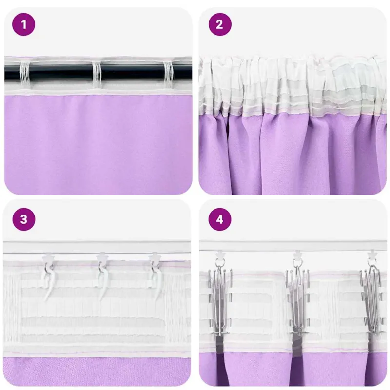 Užuolaidos su žiedais, blokuojančios šviesą 2 pcs Violetinė
