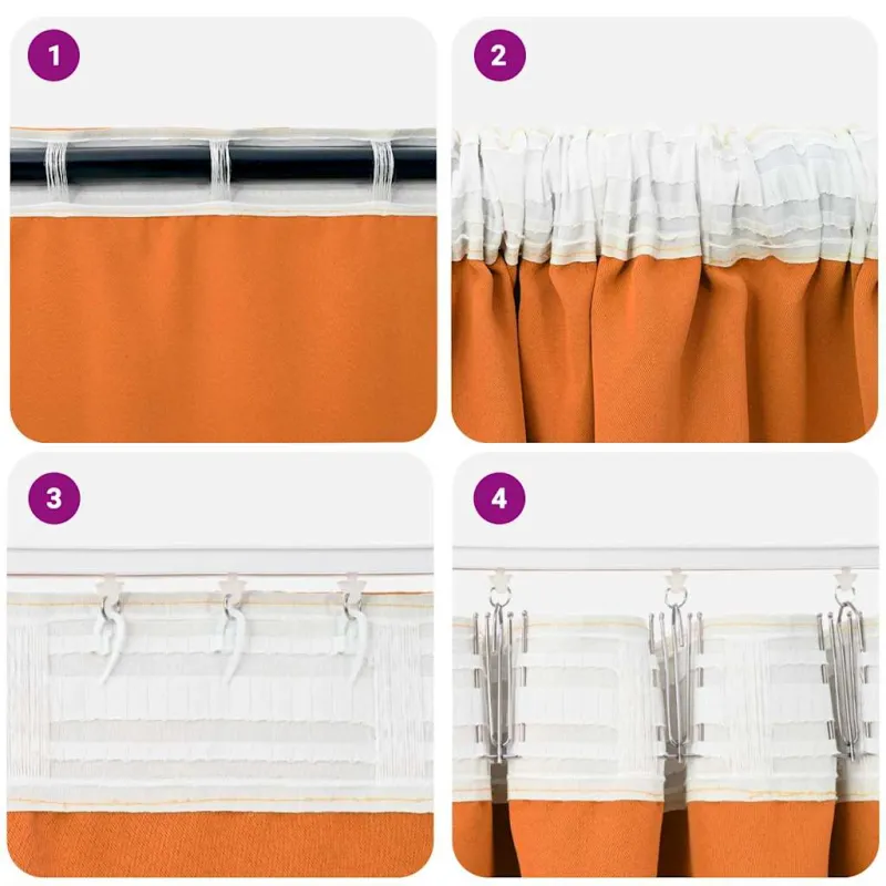 Užuolaidos su žiedais, blokuojančios šviesą 2 pcs Oranžinė